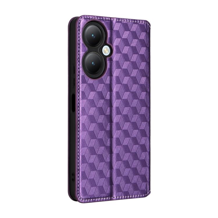 For vivo Y35+ 5G / Y35M+ 5G Cubic Grid Texture Flip Leather Phone Case