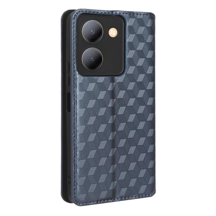 For vivo Y36 4G / 5G Oversea Cubic Grid Texture Flip Leather Phone Case