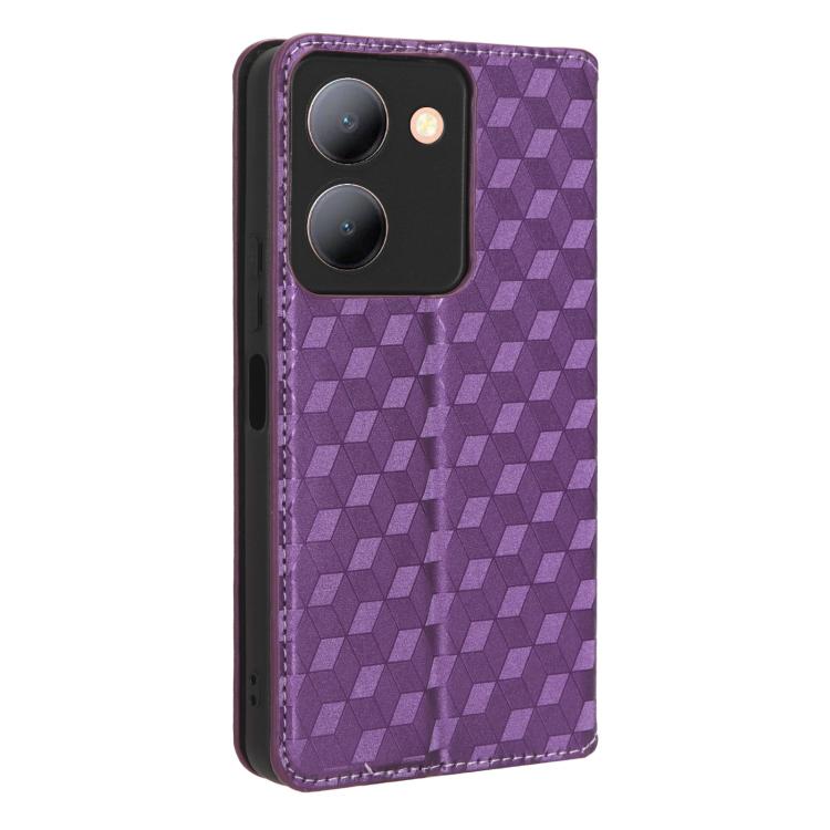 For vivo Y36 4G / 5G Oversea Cubic Grid Texture Flip Leather Phone Case
