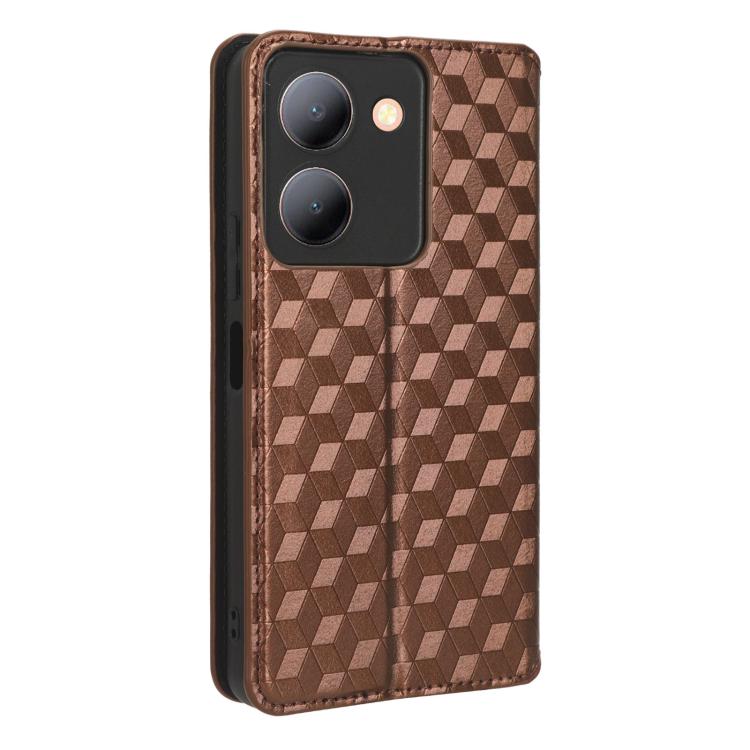 For vivo Y36 4G / 5G Oversea Cubic Grid Texture Flip Leather Phone Case