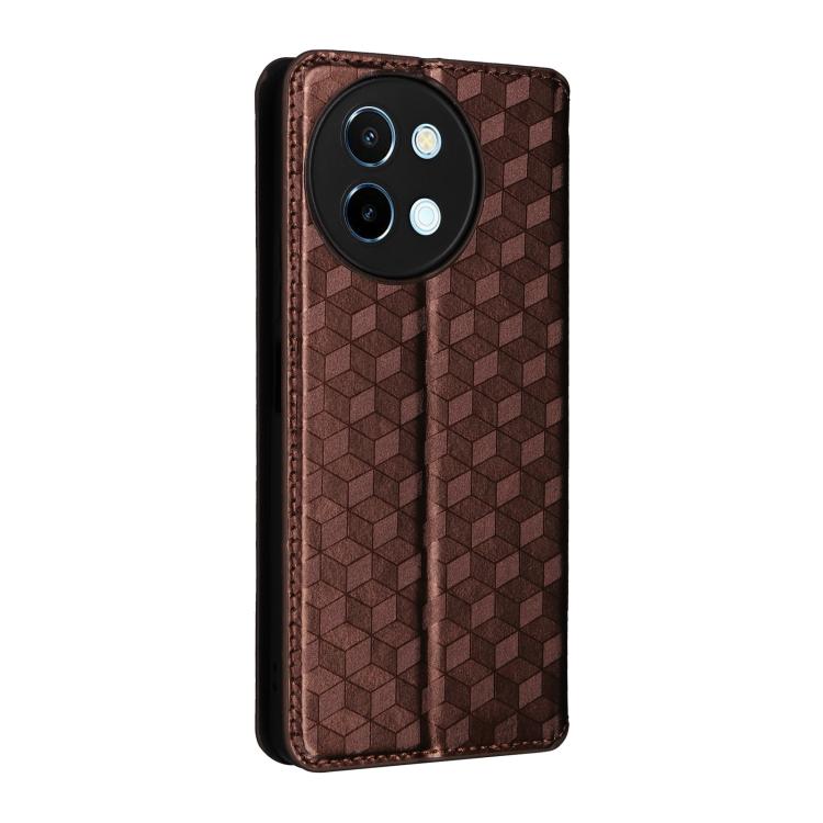 For vivo Y58 5G / Y38 5G / Y200i 5G Cubic Grid Texture Flip Leather Phone Case