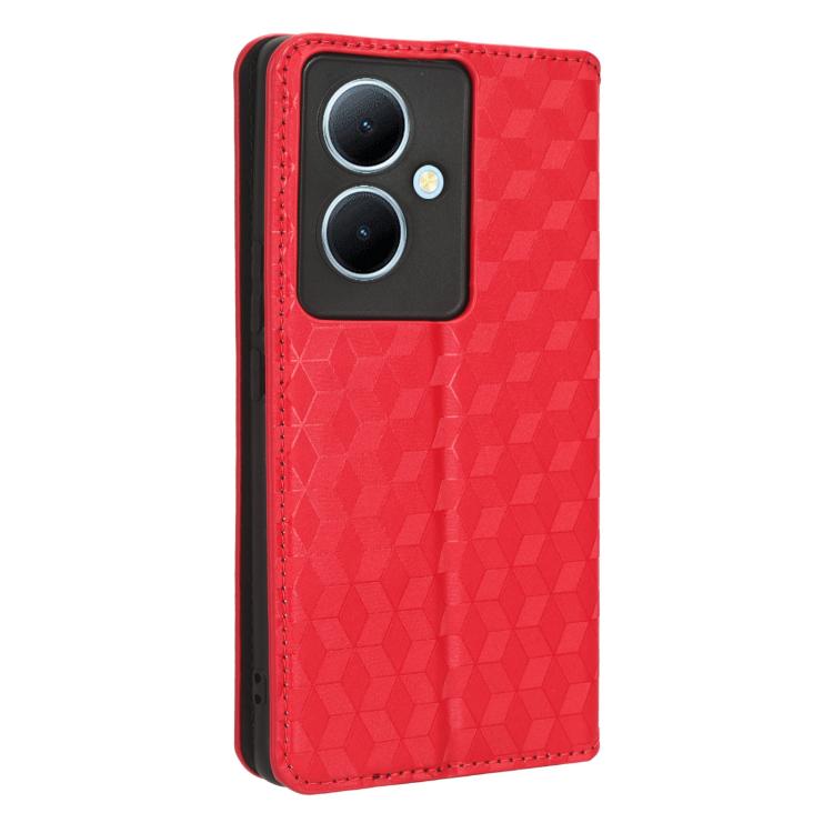 For vivo V29 Lite 5G / Y78 5G Global Cubic Grid Texture Flip Leather Phone Case