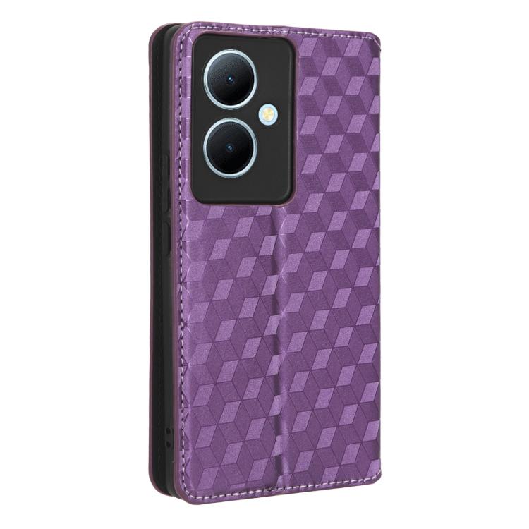 For vivo V29 Lite 5G / Y78 5G Global Cubic Grid Texture Flip Leather Phone Case