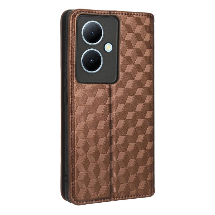 For vivo V29 Lite 5G / Y78 5G Global Cubic Grid Texture Flip Leather Phone Case