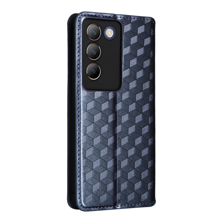 For vivo Y100 5G IDN / V30 Lite India Cubic Grid Texture Flip Leather Phone Case