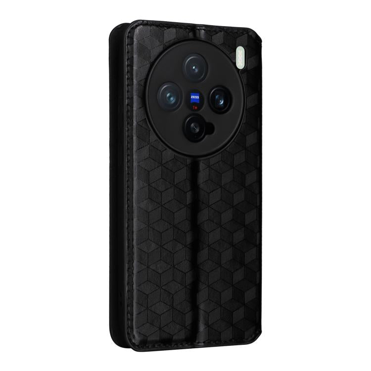 For vivo X200 Pro mini 5G Cubic Grid Texture Flip Leather Phone Case