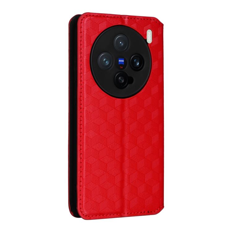 For vivo X200 Pro mini 5G Cubic Grid Texture Flip Leather Phone Case