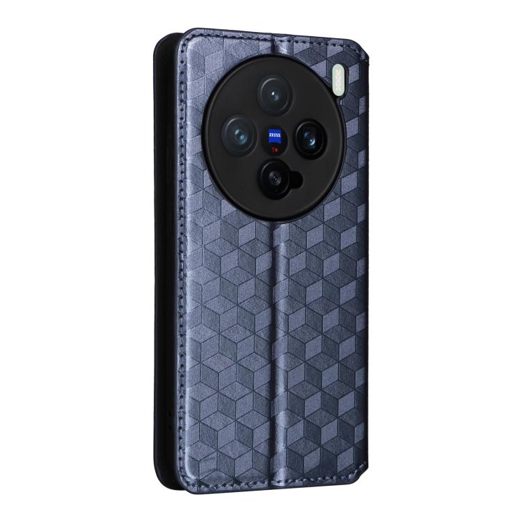 For vivo X200 Pro mini 5G Cubic Grid Texture Flip Leather Phone Case