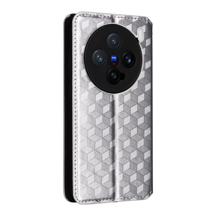 For vivo X200 Pro mini 5G Cubic Grid Texture Flip Leather Phone Case