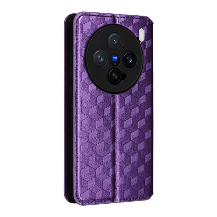 For vivo X200 Pro mini 5G Cubic Grid Texture Flip Leather Phone Case