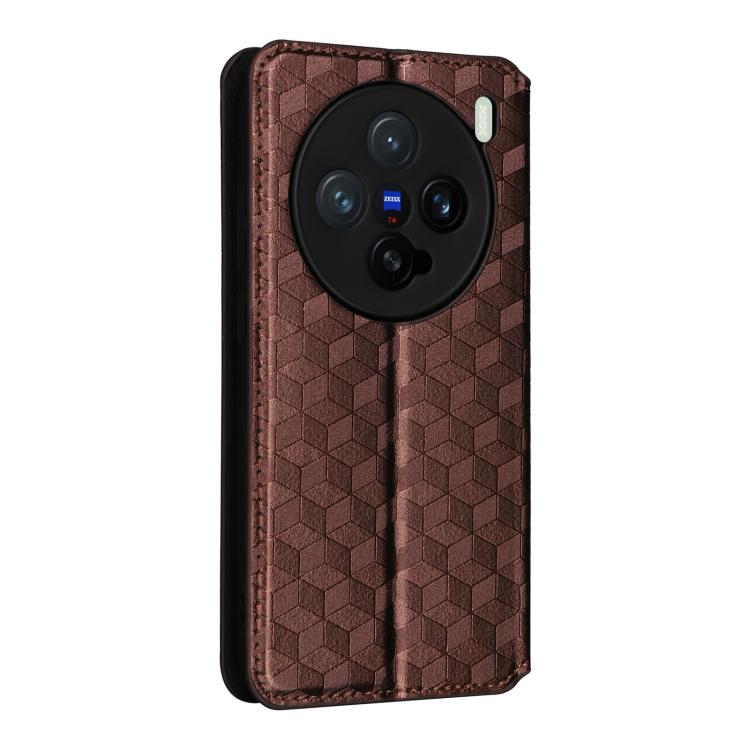For vivo X200 Pro mini 5G Cubic Grid Texture Flip Leather Phone Case