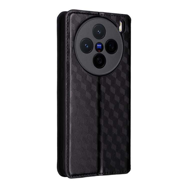 For vivo X200s 5G Cubic Grid Texture Flip Leather Phone Case