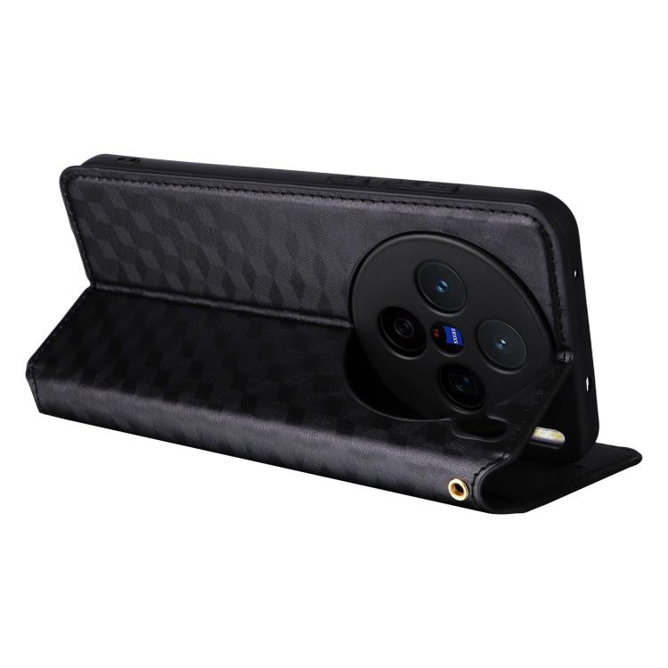 For vivo X200s 5G Cubic Grid Texture Flip Leather Phone Case