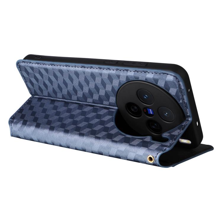 For vivo X200s 5G Cubic Grid Texture Flip Leather Phone Case