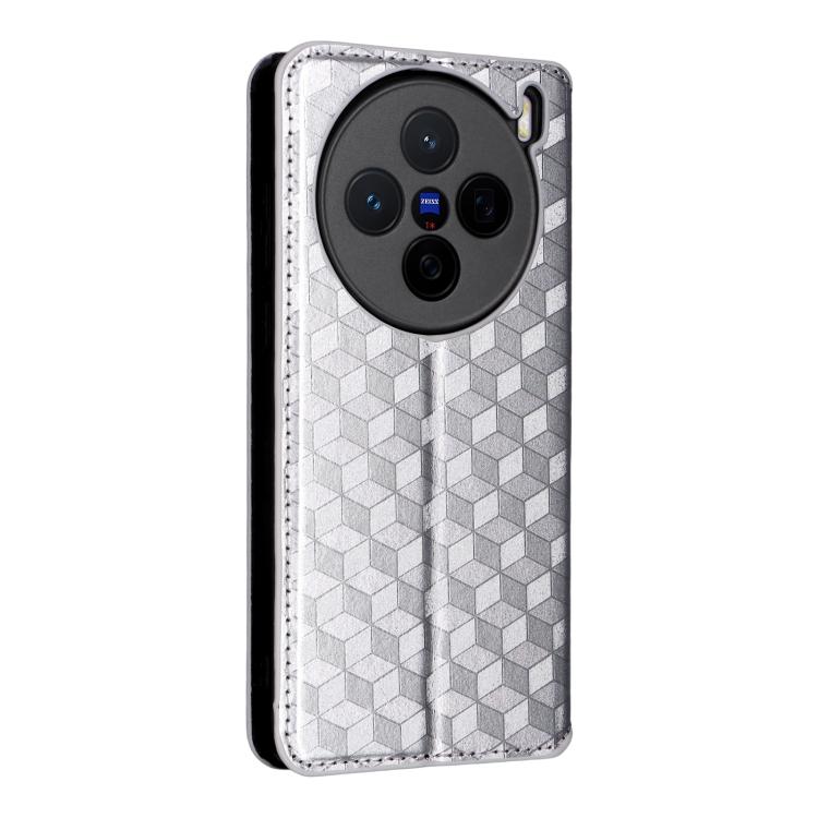 For vivo X200s 5G Cubic Grid Texture Flip Leather Phone Case