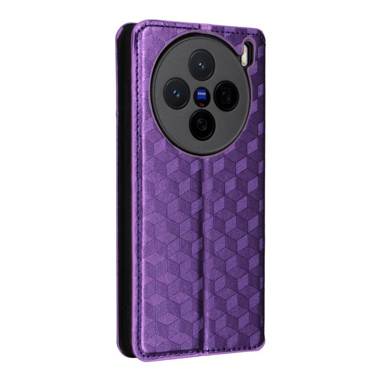 For vivo X200s 5G Cubic Grid Texture Flip Leather Phone Case