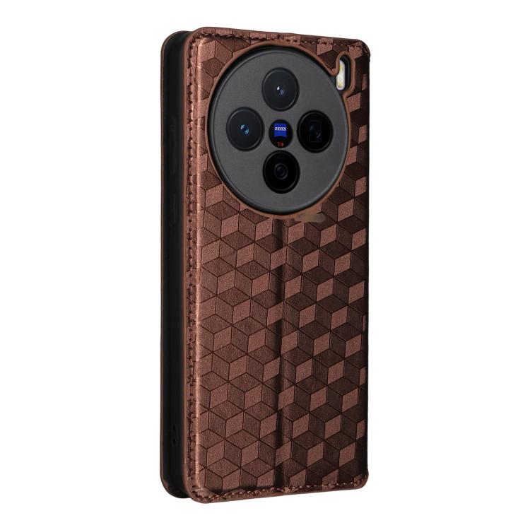 For vivo X200s 5G Cubic Grid Texture Flip Leather Phone Case