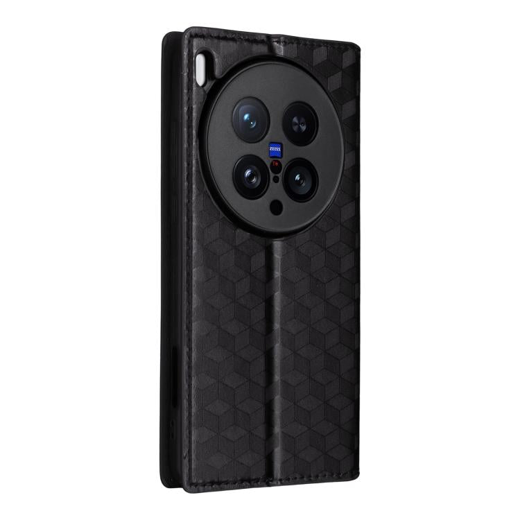 For vivo X200 Ultra 5G Cubic Grid Texture Flip Leather Phone Case