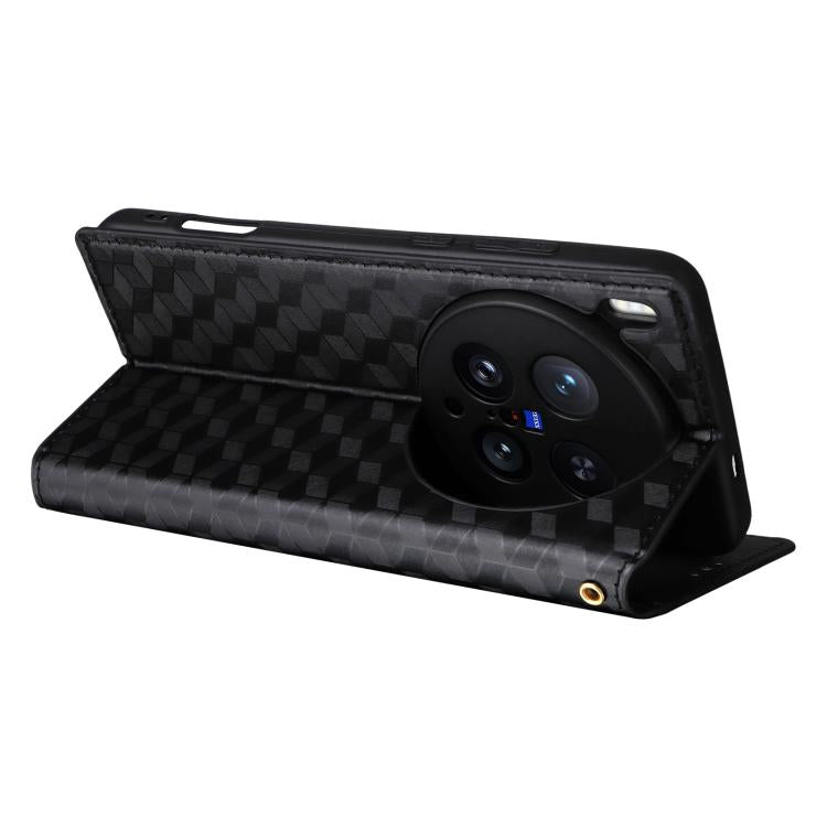 For vivo X200 Ultra 5G Cubic Grid Texture Flip Leather Phone Case