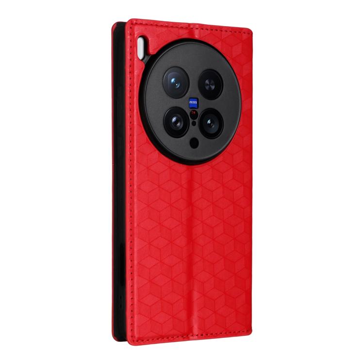 For vivo X200 Ultra 5G Cubic Grid Texture Flip Leather Phone Case