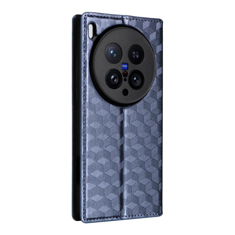 For vivo X200 Ultra 5G Cubic Grid Texture Flip Leather Phone Case