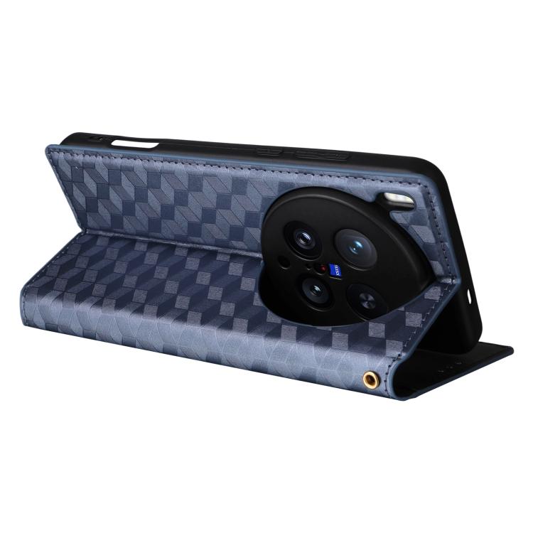 For vivo X200 Ultra 5G Cubic Grid Texture Flip Leather Phone Case