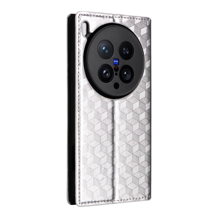 For vivo X200 Ultra 5G Cubic Grid Texture Flip Leather Phone Case