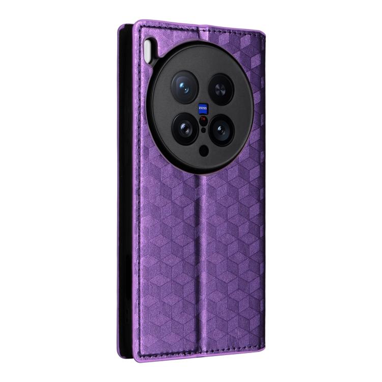 For vivo X200 Ultra 5G Cubic Grid Texture Flip Leather Phone Case