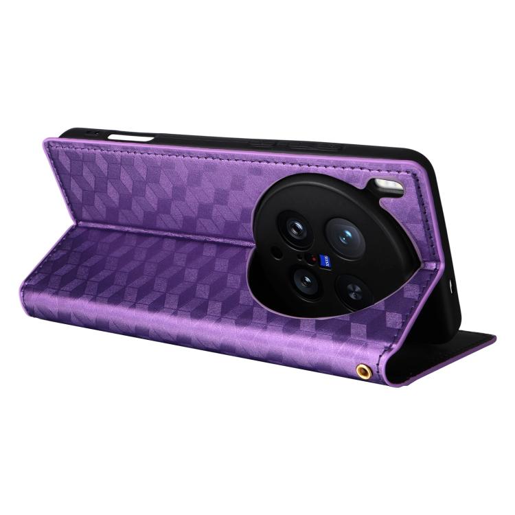 For vivo X200 Ultra 5G Cubic Grid Texture Flip Leather Phone Case