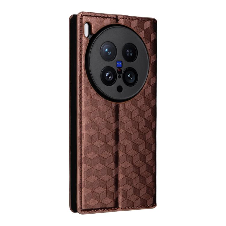 For vivo X200 Ultra 5G Cubic Grid Texture Flip Leather Phone Case