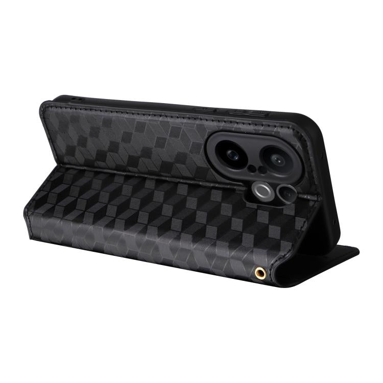 For vivo X200 FE 5G / S30 Pro mini 5G Cubic Grid Texture Flip Leather Phone Case