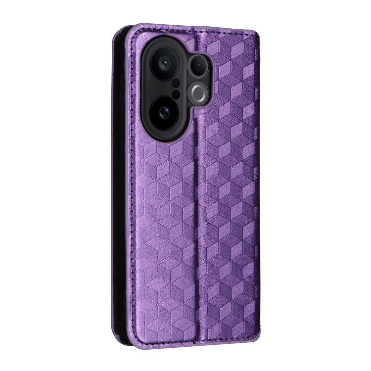 For vivo X200 FE 5G / S30 Pro mini 5G Cubic Grid Texture Flip Leather Phone Case