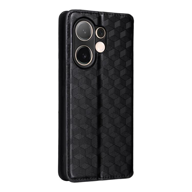 For vivo V60 5G Cubic Grid Texture Flip Leather Phone Case