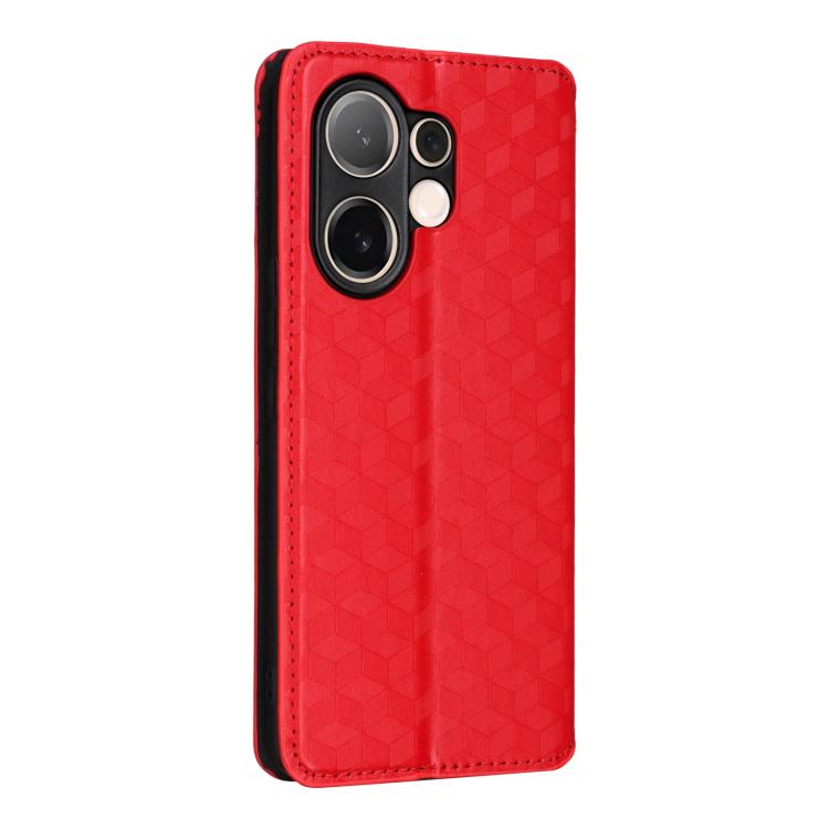 For vivo V60 5G Cubic Grid Texture Flip Leather Phone Case