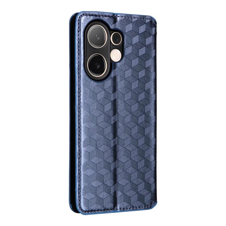 For vivo V60 5G Cubic Grid Texture Flip Leather Phone Case