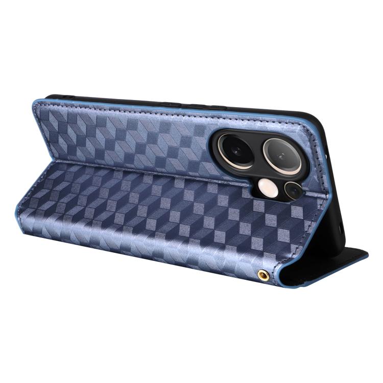 For vivo V60 5G Cubic Grid Texture Flip Leather Phone Case