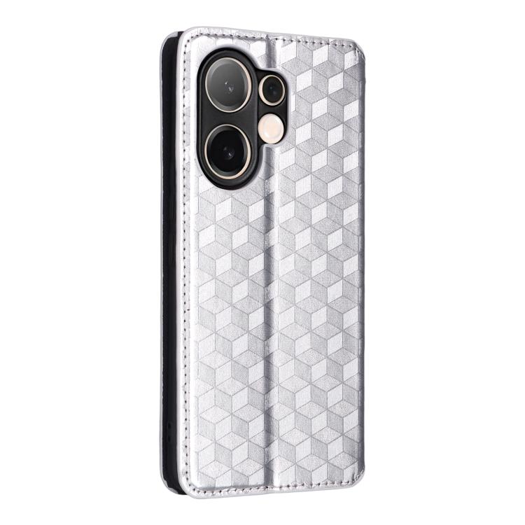 For vivo V60 5G Cubic Grid Texture Flip Leather Phone Case