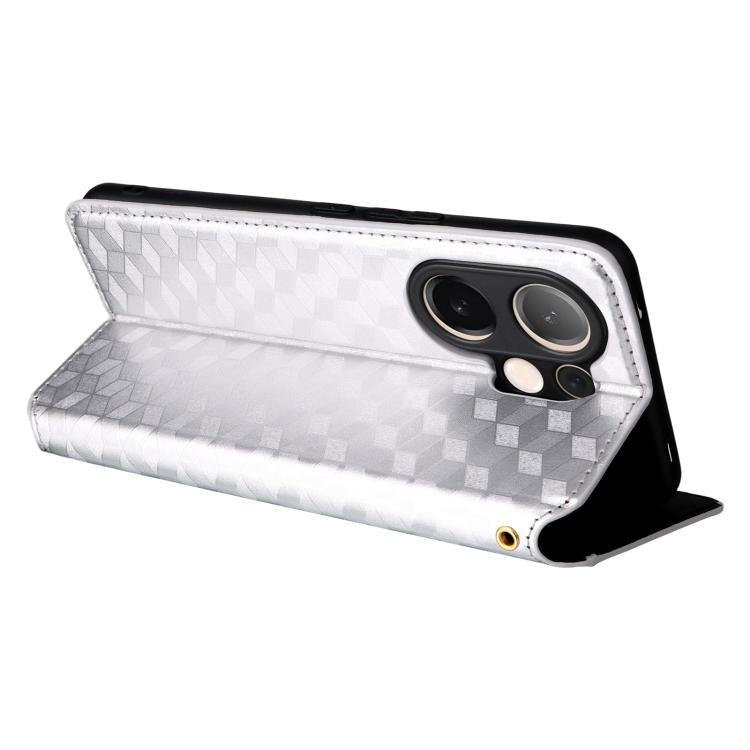 For vivo V60 5G Cubic Grid Texture Flip Leather Phone Case