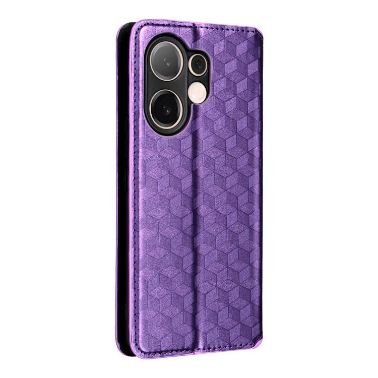 For vivo V60 5G Cubic Grid Texture Flip Leather Phone Case