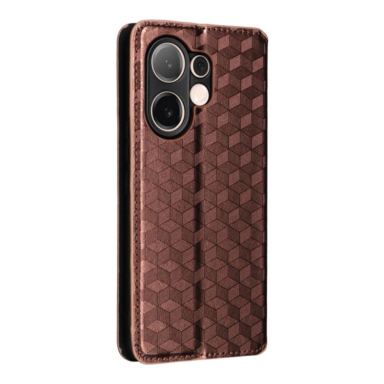 For vivo V60 5G Cubic Grid Texture Flip Leather Phone Case