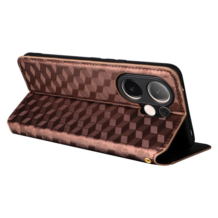 For vivo V60 5G Cubic Grid Texture Flip Leather Phone Case
