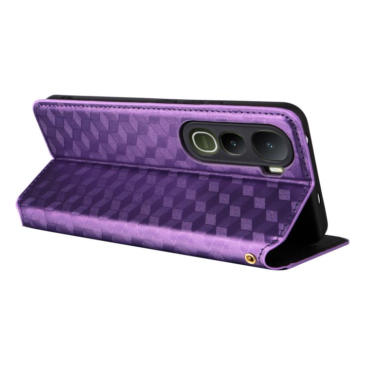 For vivo Y400 4G / 5G / Z10 Lite 4G Cubic Grid Texture Flip Leather Phone Case