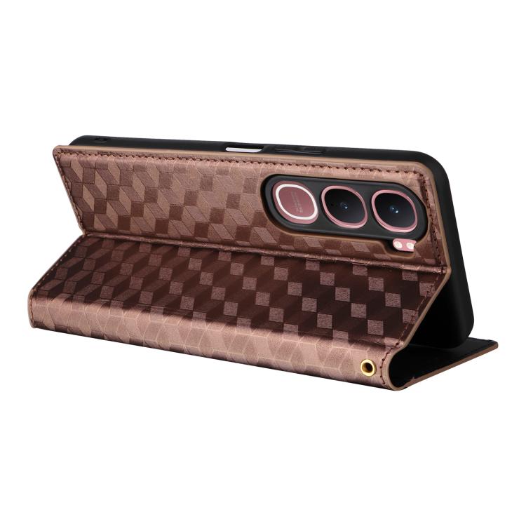 For vivo Y31 5G 2025 / Y21d 4G Cubic Grid Texture Flip Leather Phone Case