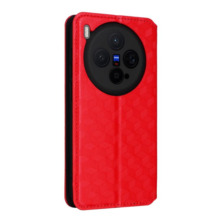 For vivo X300 5G Cubic Grid Texture Flip Leather Phone Case