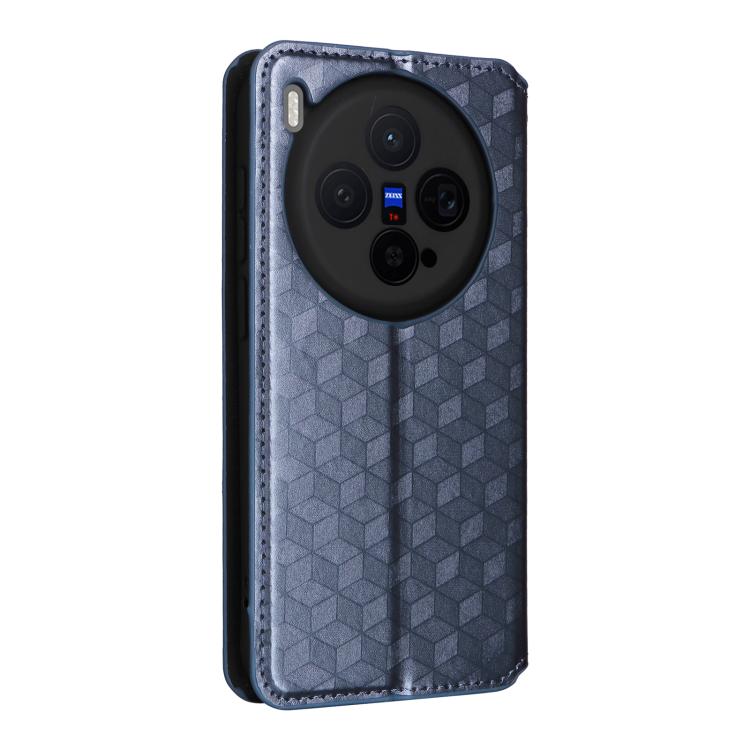 For vivo X300 5G Cubic Grid Texture Flip Leather Phone Case