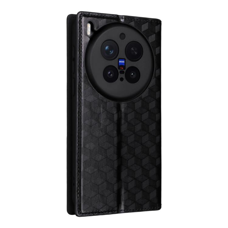 For vivo X300 Pro 5G Cubic Grid Texture Flip Leather Phone Case
