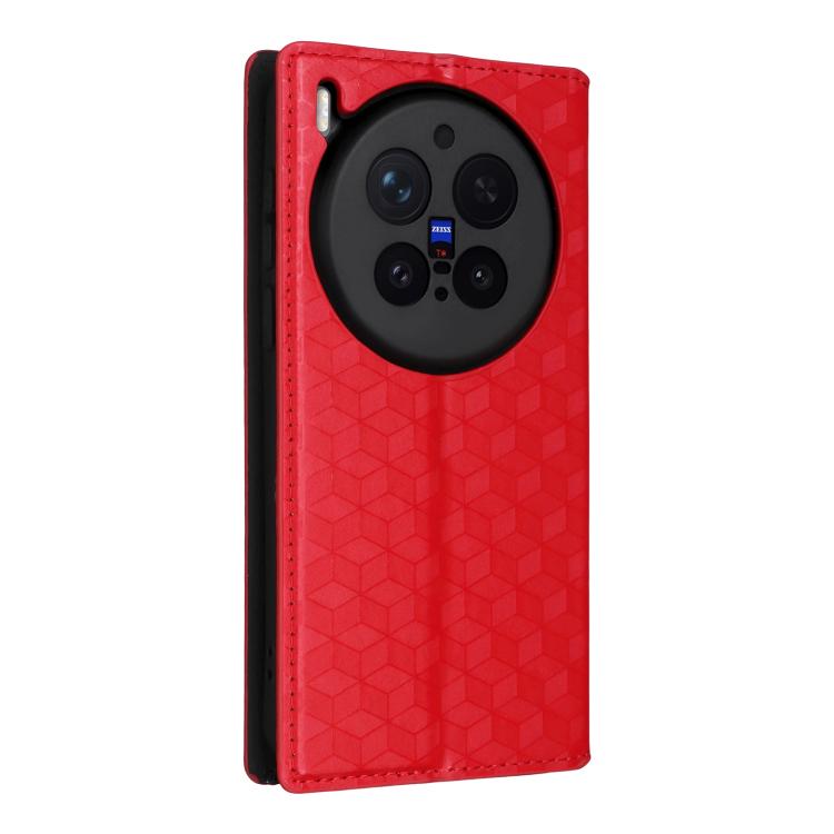 For vivo X300 Pro 5G Cubic Grid Texture Flip Leather Phone Case