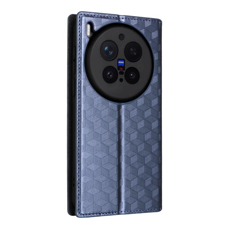 For vivo X300 Pro 5G Cubic Grid Texture Flip Leather Phone Case
