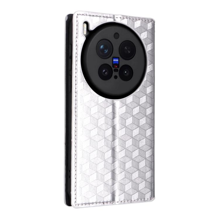 For vivo X300 Pro 5G Cubic Grid Texture Flip Leather Phone Case