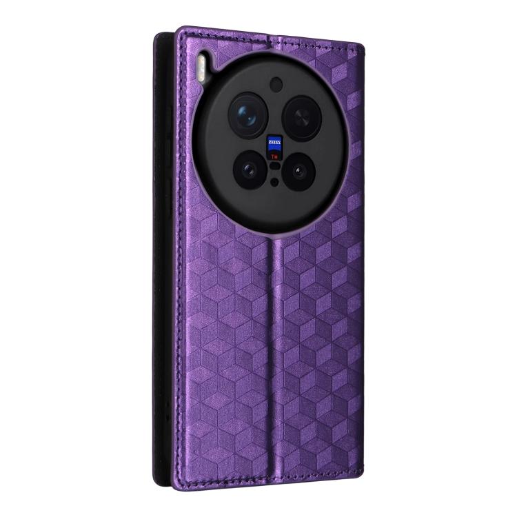 For vivo X300 Pro 5G Cubic Grid Texture Flip Leather Phone Case